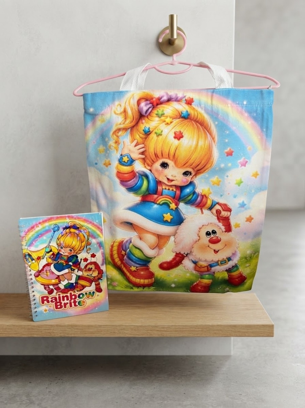 Rainbow Kids Tote Bag β Colorful Rainbow Design & Notebook